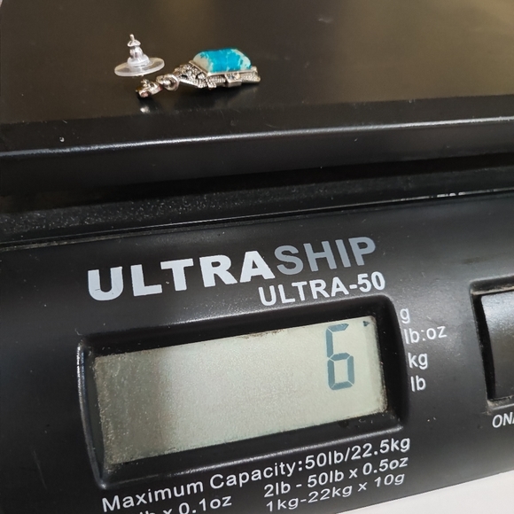 Turquoise Marcasite Pierced Earrings Missing Stone - Picture 6 of 8